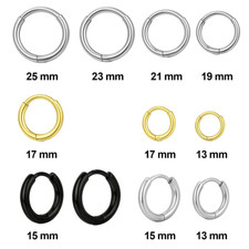 Orecchini a cerchio in acciaio inox cerchietti Uomo / donna diverse Misure lobo