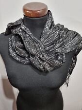 Sciarpa Pashmina Cotone Nero E Fili D' Argento 180 Cm
