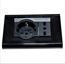 Living Classica Placca compatibile più Supporto e presa schuko + bipresa nera