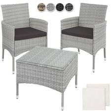 Set di mobili Giardino Polyrattan Acciaio Poltrone Sedie Tavolo mixed-marrone nu