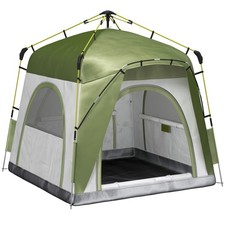 Outsunny Tenda da Campeggio 2 Posti Pop Up Porta a Cerniera e 3 Finestre Verde