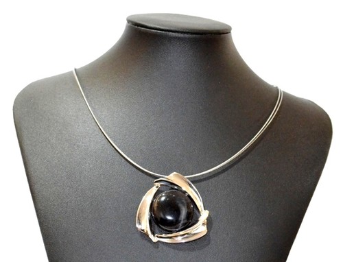 Necklace cats eye black - necklace,