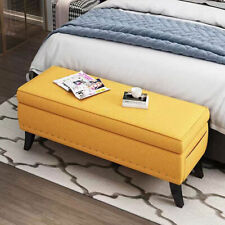 Pouf Cassapanca Panca Contenitore in Lino Rettangolare Morbido Capiente Divano