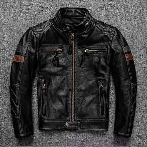 Giacca pelle uomo motociclista - pelle,