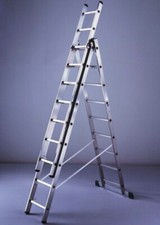 FACAL - Scala in Alluminio Leggera 9 x 3 Gradini A Cavalletto Sfilo 2,58 6,84 m