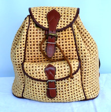 ZAINETTO VINTAGE ARTIGIANALE IN PELLE E PAGLIA