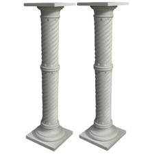 Coppia di Colonne fusto Tornito in Marmo Bianco Home Decor H 100cm