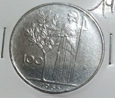 100 LIRE 1965 BB+(2)Variante L di lire assente di rilievo  Rara Fai Proposta 