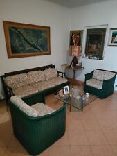 Divano Bambù tre posti più due poltrone in midollino