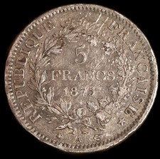 5 franchi 1875 Ercole in argento