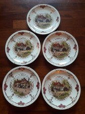 Set 5 Piatti Piani Porcellana Bavaria Vintage Kunst Rehau Dü-Co Dorati