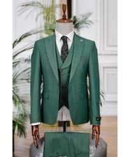 Abito uomo verde con gilet -
