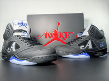 Scarpe da basket da uomo Awake NY Air Jordan 5 retrò nere racer blu limitate