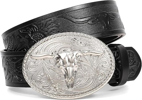 Western tooled leather - tooled, belt