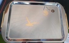 ALPU PUPPIENI = VASSOIO VINTAGE IN ACCIAIO 18/10 placcato in ORO ZECCHINO 24kt