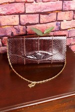 Vintage Originale 70er Borsa di pelle Borsa Moda-Sera Marrone-Rosso Elegante