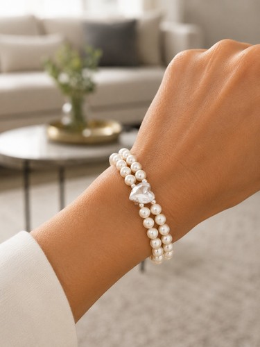 Bracciale doppio filo perle - bracciale,