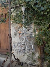 LAMPADARIO SOFFITTO ANTICO LIBERTY FOGLIE FIORI FERRO BATTUTO SHABBY CHIC GRIGIO