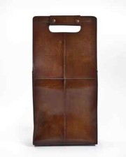 Porta vino in pelle marrone