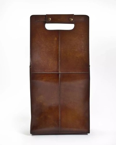 Porta vino pelle marrone - in,