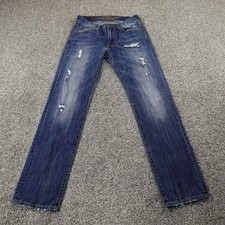 American Eagle Jeans Uomo 29X32 Blu Scuro Pantalone Denim Slim Dritto Preppy Y2K