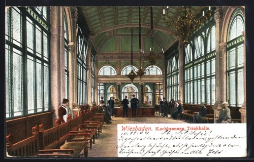 Cartolina wiesbaden fontana - wiesbaden,,
