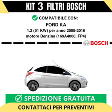 KIT BOSCH 3 Filtri tagliando per FORD KA 1.2 51 kw Benzina 2008-2016