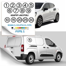 NUMERI O LETTERE ADESIVI CERCHIATI X FURGONI FLOTTE AUTO MOTO NOLEGGIO cm 10x10