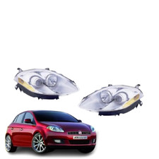 COPPIA FARI DEPO FIAT BRAVO II FINO AL 2009 PARABOLA CROMATA FRECCE ARANCIONI