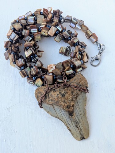 Collana denti megalodonte - denti,