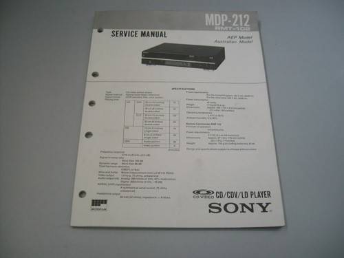 Service manual sony mdp - manual, mdp-212