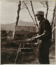 Artista con cavalletto - artista, pittura