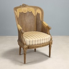 Poltrona Antica Stile Neoclassico Legno Paglia di Vienna XIX Secolo Originale