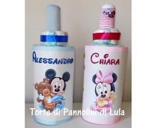 Torta Pannolini Biberon calzini bavaglino personalizzati regalo nascita shower