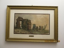 Enrico Coleman Acquerello su carta 20X35 "Rovine Via Appia"fine'800