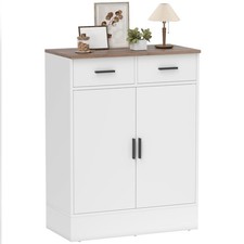 HOMCOM Credenza Moderna con 2 Cassetti e Armadietto a 2 Ante Bianco e Legno