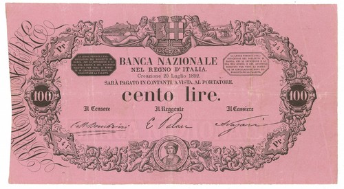 100 lire banca nazionale - lire, nel