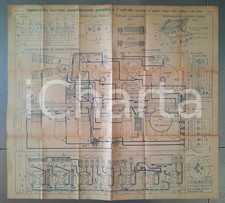 1910 ca RADIO Apparecchio ricevente portabile 7 valvole *Schema 55x55 cm