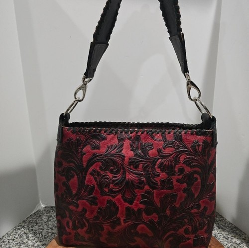 Rosso floreale western - western, pelle