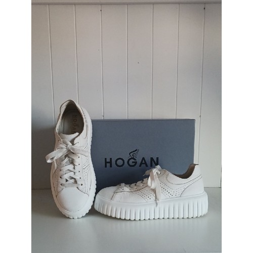 Hogan white stripe sneakers - hogan, h