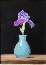 Quadro ”vaso con fiore “ dipinto a olio su tela 30 x 40 cm con cornice