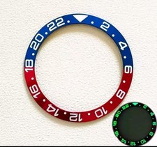 INSERTO GHIERA ROSSO  BLU FLUORESCENTE  38 MM SKX007 SKX009 SRPD GMT SUB LUNETTA