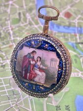 Duchene Et Fils custodia in laitone smaltata 1800. Orologio da tasca Verge 