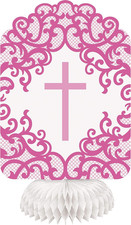 Unique Rosa Centrotavola a Nido D'Ape per Comunione | 20,3 Cm 3 Pezzi, Cross, 74