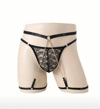 Perizoma + Reggicalze Da Uomo Sexy Fetish Schiavo