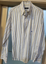 CAMICIA UOMO BURBERRYS TG. 41 16 BIANCA RIGHE GIALLO BLU  - 100% ORIGINALE