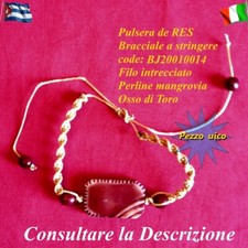 Bracciale Perle mangrovia Osso toro Filo intreccio Cuba Trinidad Pezzo unico