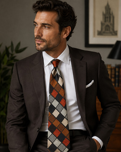 Cravatta seta vintage bruno - seta,