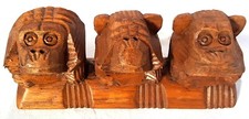 Scultura tre scimmiette non vedo, non sento, non parlo provenienza Indonesia
