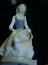 Statuetta IN Porcellana Manufacture Lladro Spagna " Giovane Fille A Gatto "